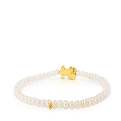 TOUS Bransoletka z pereł ze złotym misiem Bear Shop