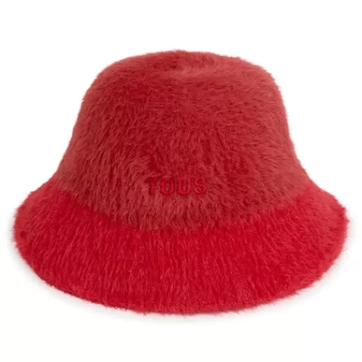 TOUS Czerwony beret Fluffy Czerwień Hot
