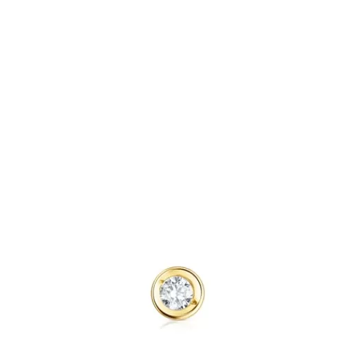 TOUS Dwustronny kolczyk Piercing do ucha z żółtego złota z diamentem Hot