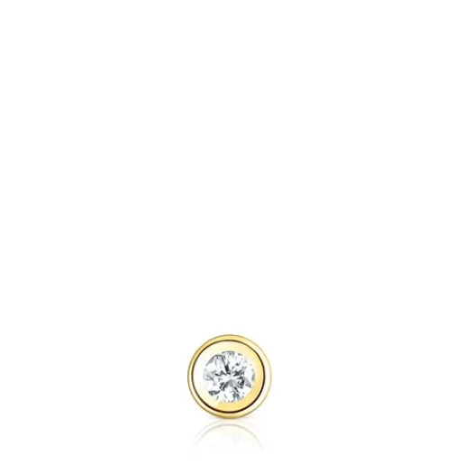 TOUS Dwustronny kolczyk Piercing do ucha z żółtego złota z diamentem Cheap
