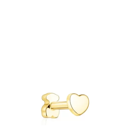 TOUS Dwustronny kolczyk Piercing do ucha z żółtego złota z motywem serca Store