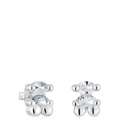TOUS Kolczyki Color Bear 14 mm ze srebra z kryształem górskim z motywem misia Srebro Sale