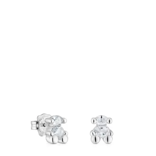 TOUS Kolczyki Color Bear 8 mm ze srebra z kryształem górskim z motywem misia Srebro Fashion