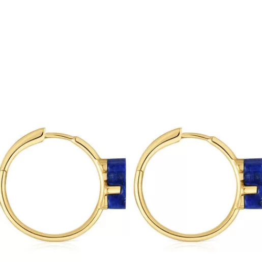 TOUS Kolczyki kreolki ze złota z misiem i lapis lazuli 1950 New