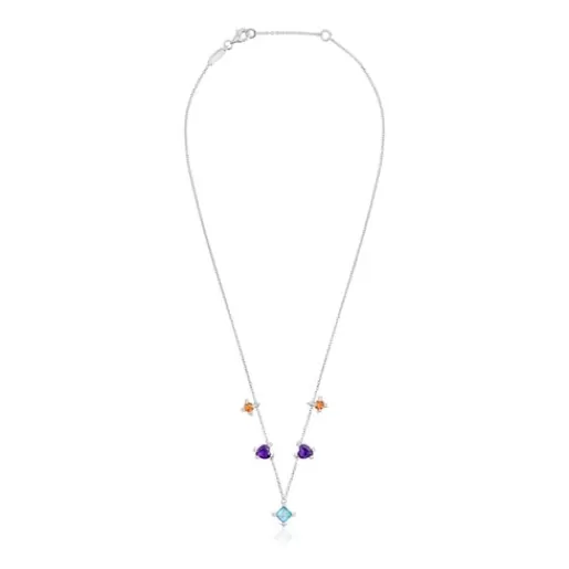 TOUS Naszyjnik choker Color Pills ze srebra z kamieniami szlachetnymi Srebro Discount