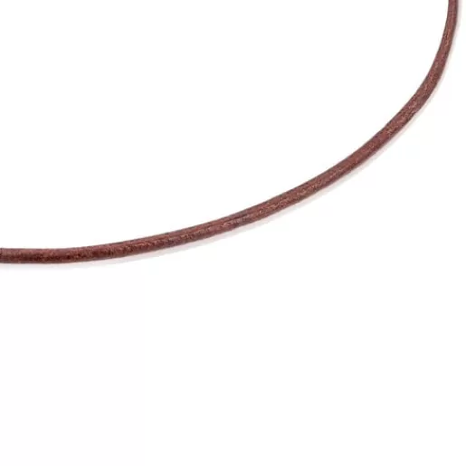 TOUS Naszyjnik choker o grubości 2 mm, z brązowej skóry, z zapięciem ze srebra pokrytego 18-karatowym złotem, o długości 40 cm Chokers Store