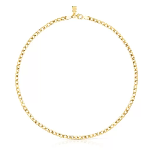 TOUS Naszyjnik choker Chain z łańcuszka wędzidłowego ze srebra pokrytego 18-karatowym złotem Cheap