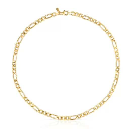 TOUS Naszyjnik choker Chain z mieszanego łańcuszka wędzidłowego ze srebra pokrytego 18-karatowym złotem Store