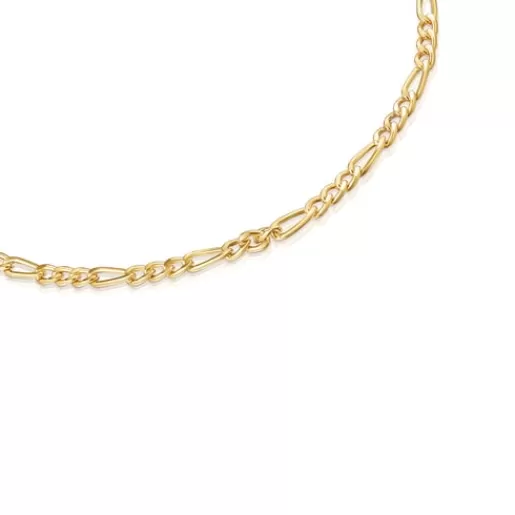 TOUS Naszyjnik choker Chain z mieszanego łańcuszka wędzidłowego ze srebra pokrytego 18-karatowym złotem Store