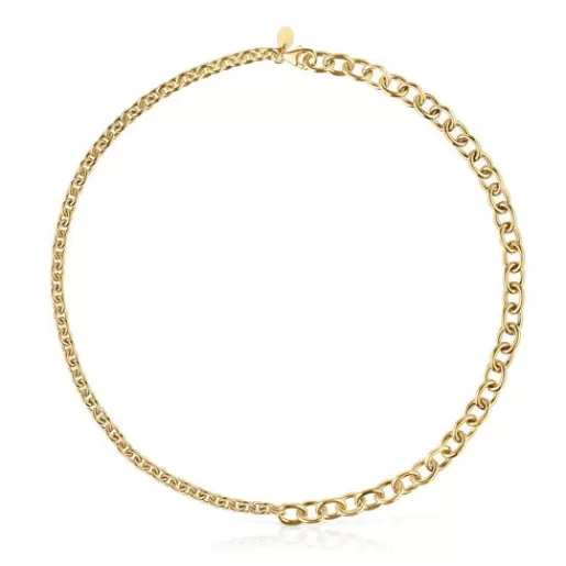 TOUS Naszyjnik choker z łańcuszka ze srebra pokrytego 18-karatowym złotem, o długości 43 cm Calin Best Sale