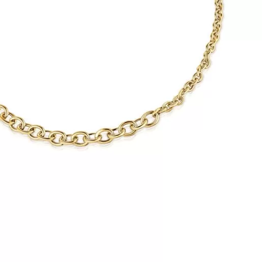 TOUS Naszyjnik choker z łańcuszka ze srebra pokrytego 18-karatowym złotem, o długości 43 cm Calin Best Sale