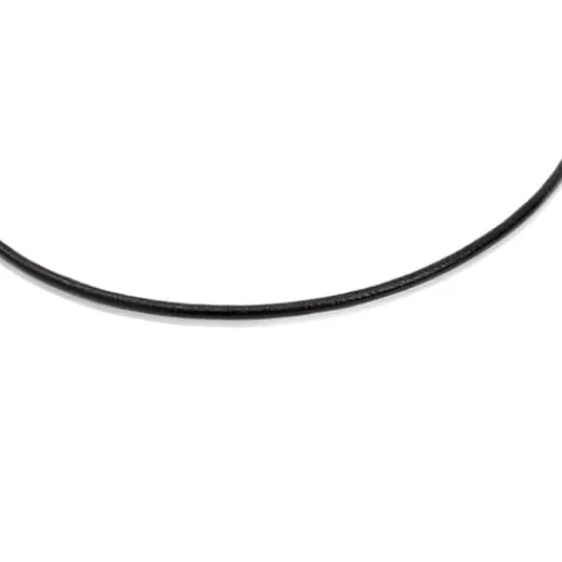 TOUS Naszyjnik choker z czarnej skóry z zapięciem ze srebra Chokers Skóra/Srebro Outlet