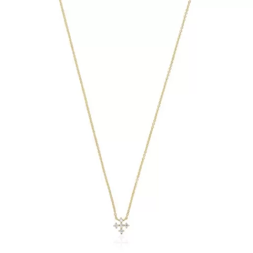 TOUS Naszyjnik ze złota, z krzyżykiem i diamentami 0,08 ct Les Classiques Złoto Sale