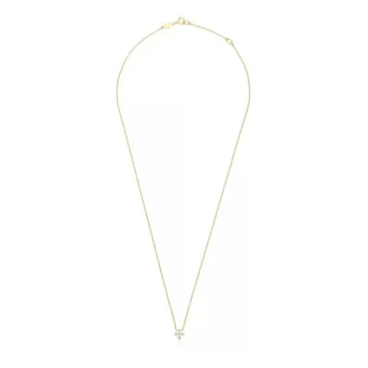 TOUS Naszyjnik ze złota, z krzyżykiem i diamentami 0,08 ct Les Classiques Złoto Sale