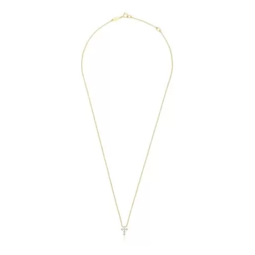TOUS Naszyjnik ze złota, z krzyżykiem i diamentami 0,09 ct Les Classiques Złoto Outlet