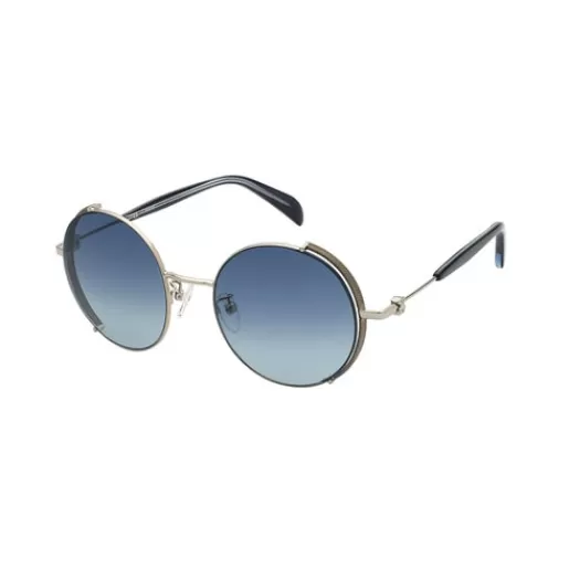 TOUS Niebieskie okulary przeciwsłoneczne Round Metal Clearance