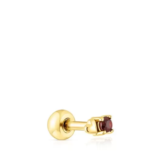 TOUS Piercing w kształcie serca New Motif ze stali IP w kolorze złotym, z granatem Czerwień Shop
