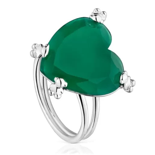TOUS Pierścionek Color Pills ze srebra z oszlifowanym chalcedonem w kształcie serca Srebro Discount