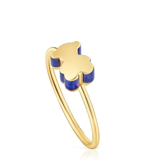 TOUS Pierścionek ze złota z motywem misia i lapis lazuli 1950 Outlet