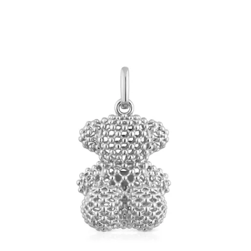 TOUS Średni teksturowany wisiorek ze srebra z motywem misia 22 mm Bold Bear Srebro Best