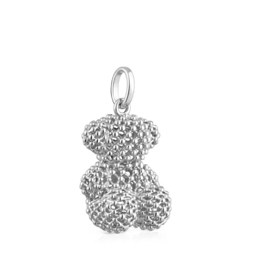 TOUS Średni teksturowany wisiorek ze srebra z motywem misia 22 mm Bold Bear Srebro Best
