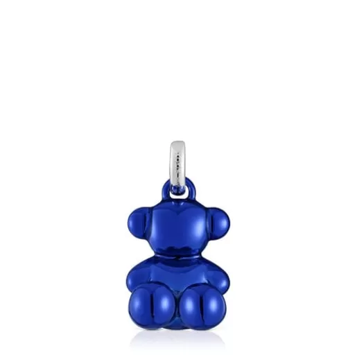 TOUS Średni wisiorek Bold Bear z granatowej stali z misiem Stal/Srebro Cheap