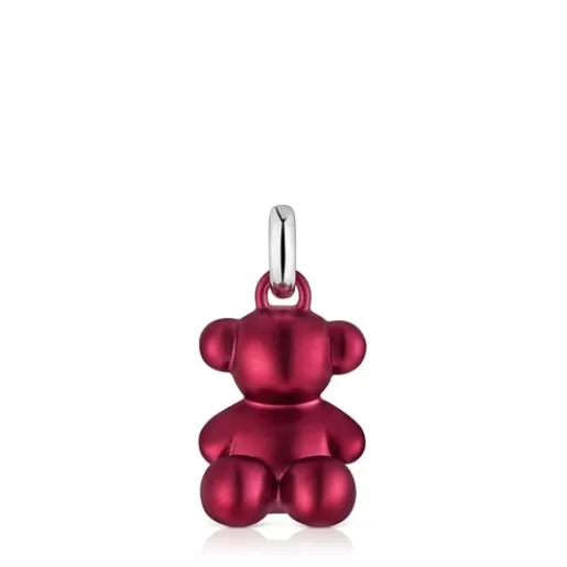 TOUS Średni wisiorek z czerwonej stali, z misiem Bold Bear Stal/Srebro Hot