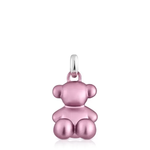 TOUS Średni wisiorek z jasnoróżowej stali, z misiem Bold Bear Stal/Srebro Flash Sale