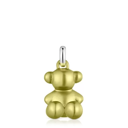 TOUS Średni wisiorek z limonkowej stali, z misiem Bold Bear Stal/Srebro Store