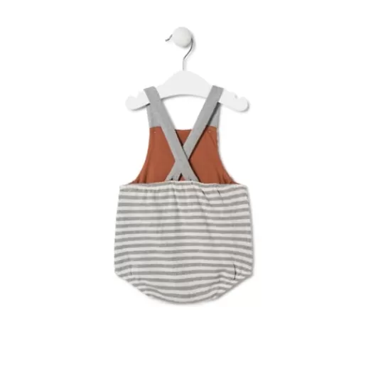 TOUS Stripy baby romper with bears in Grey ecru Hot
