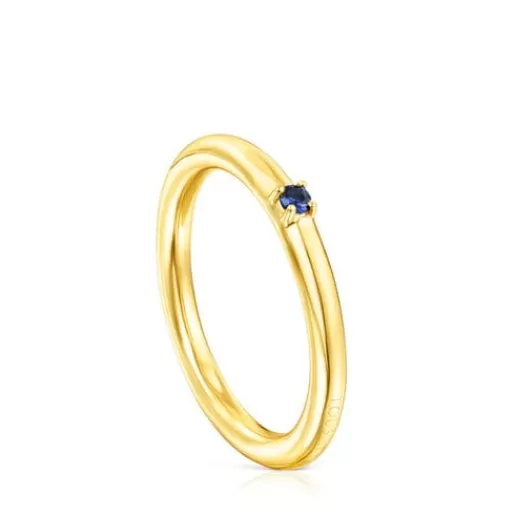 TOUS Ring Mix – Pierścionek z żółtego srebra Vermeil z szafirem SrebroVermeil Cheap