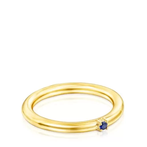 TOUS Ring Mix – Pierścionek z żółtego srebra Vermeil z szafirem SrebroVermeil Cheap