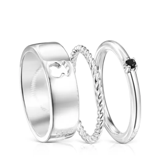 TOUS Ring Mix - Zestaw trzech pierścionków ze srebra ze spinelem Srebro Outlet